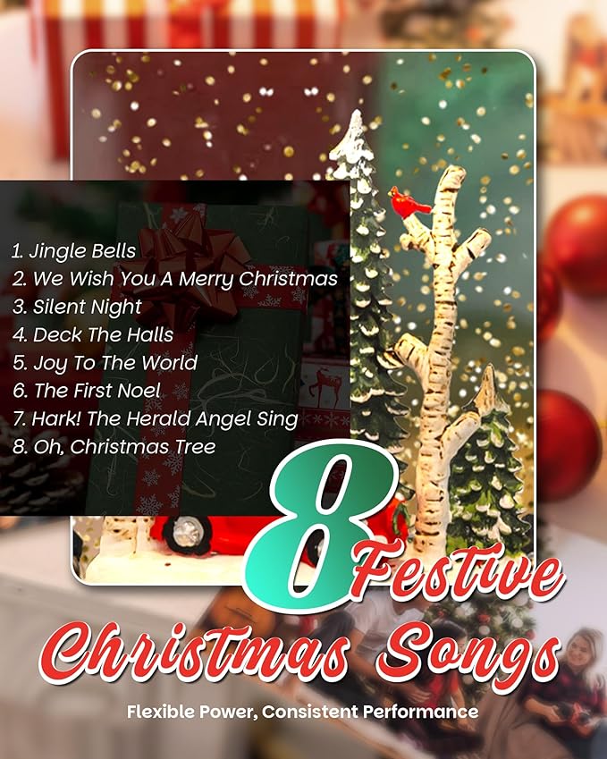 Christmas Tree Snow Globe Light up Lantern with 8 Songs, 10.43" Christmas Snow Globes for Kids Adults, 6H Timer & Dual Power, Snowglobes Christmas Decorations Indoor, Gifts for Women Men