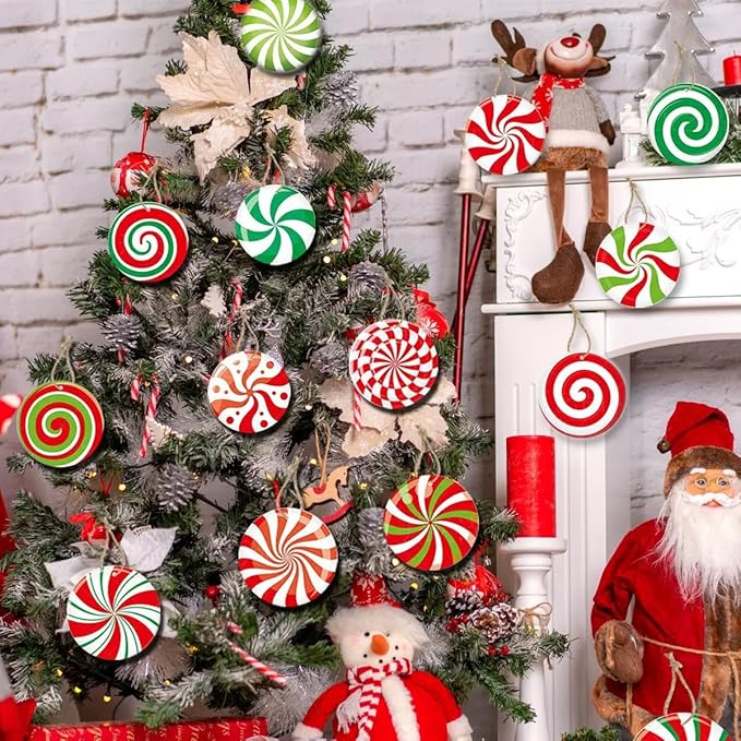 Christmas Tree Decorations - 16 PCS Christmas Tree Candy Paper Hanging Ornament Holiday Ornaments Decor Home Indoors