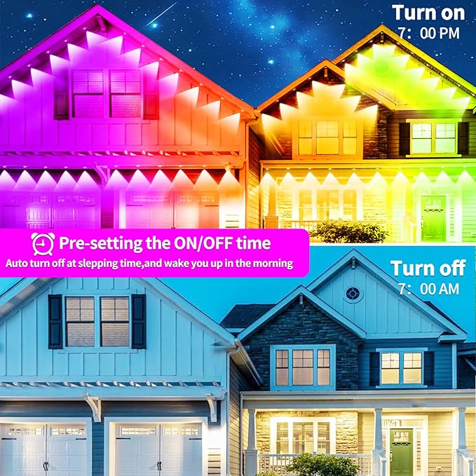 400ft Permanent Outdoor Light, RGB Smart Outdoor eave Lights with APP & Remote Control,timed Music synchronisation IP67 Waterproof LED eave Light,Suitable for Party,Halloween,Christmas,Rooftop,Garden