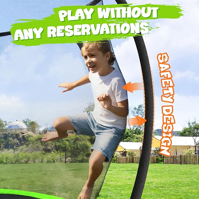 Trampoline 8FT 10FT 12FT 14FT 15FT 16FT, Recreational Trampolines with Enclosure Net and Ladder, Outdoor Anti-Rust Trampolines for Kids and Adults, ASTM Approved