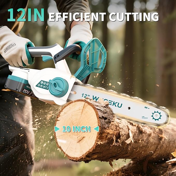 12" & 10" Electric Chainsaw Cordless, Tool Only for Makita Batteries, Brushless Battery Chainsaws - 4 x Chains, Auto Oiler, Tool-Free Chain Tension, Safety Lock(No Battery)