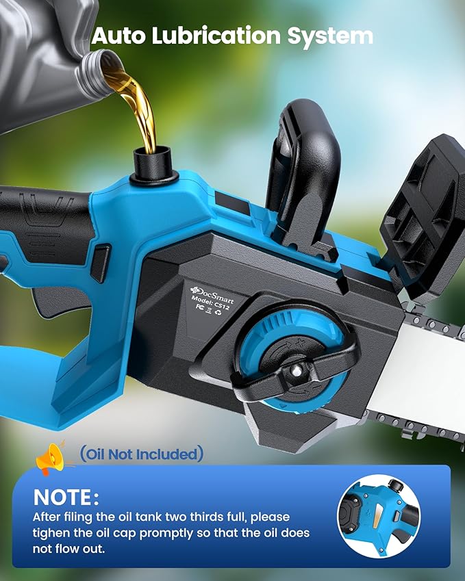 Chainsaw Cordless 12 Inch, Electric Chain Saw with 2*4000mAh Rechargeable Batteries, Powerful Handheld Saw for Tree Trimming Wood Cutting, Perfect Gardening Tools for Thick Branches and Logs