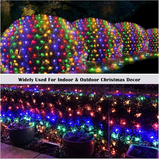 Christmas Net Lights Outdoor for Bushes, 6x5ft 120LED Net Light Outdoor Mesh Lights, Connectable Waterproof Net Light for Bushes,Garden,Yard,Trunk,Xmas Tree,Christmas Décor (Multicolor)