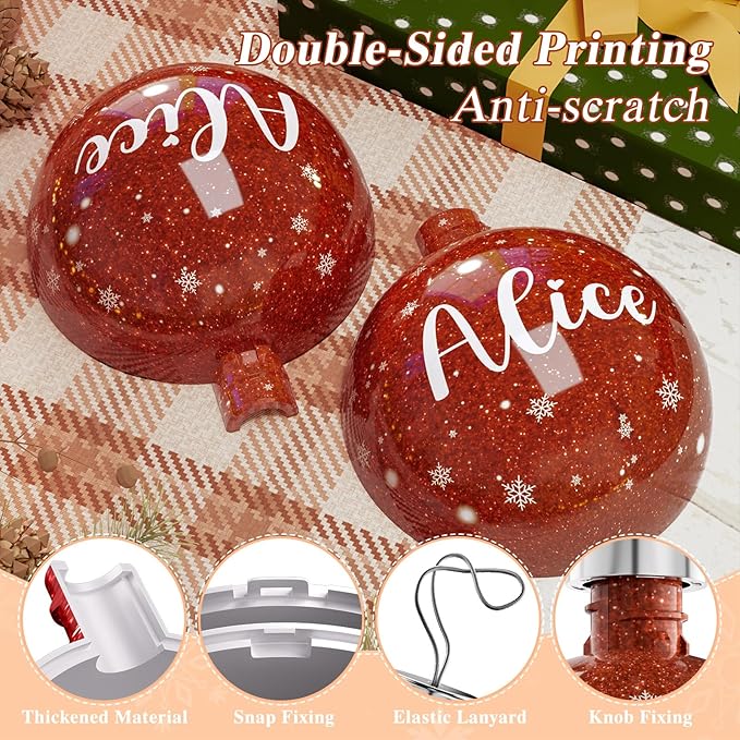 Bemaystar Personalized Christmas Ball Ornaments - Custom Name Christmas Ornaments, Glitter Christmas Ornaments, Customized Christmas Tree Decorations Gift for Family, Kids, Friends, Couples, Wedding