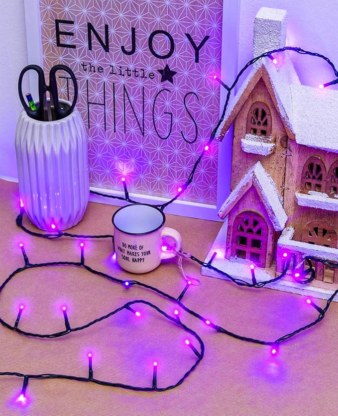 40FT 120 LED Christmas Lights Outdoor, Purple Christmas String Lights for Outside Waterproof, 8 Modes Connectable Christmas Tree Lights for Indoor Bedroom Tree Patio Holiday Decorations