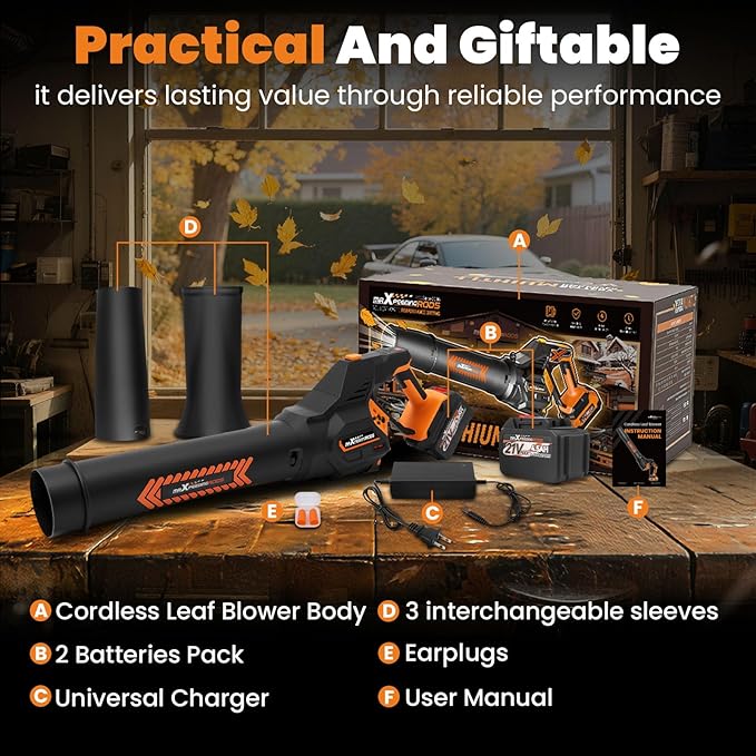 maXpeedingrods Leaf Blower Cordless, 650CFM Electric Leaf Blower with 2 x 4.5Ah Batteries & Fast Charger, 180¡Æ Deformation Blower, Lightweight Leaf Blower for Lawn Care, Garden, Patio & Outdoor Clean