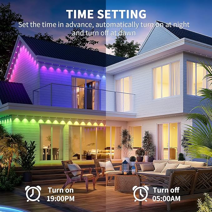Permanent Outdoor Lights for House, 200ft RGB+IC Smart Outdoor Decor, 50 Scene Modes, App/Remote Control, IP68 Waterproof, RGB Eaves Light for Halloween, Christmas, Party Decor, House Roof Lighting