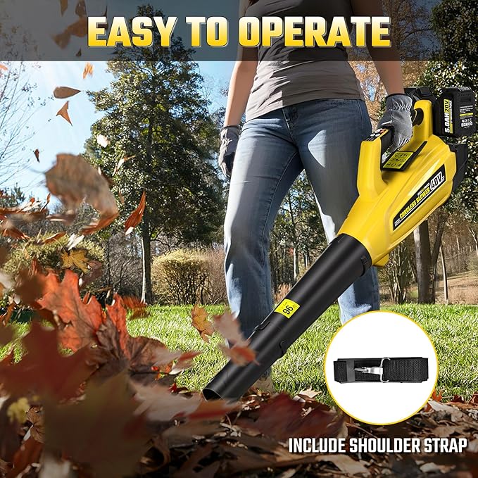 40V Leaf Blower Cordless with 2 X 5.0Ah Batteries and Charger, 40V Powerful Brushless Motor Up to 680CFM Blower for Lawn Care, 4-Variable Speed Turbo Mode with Power Boost