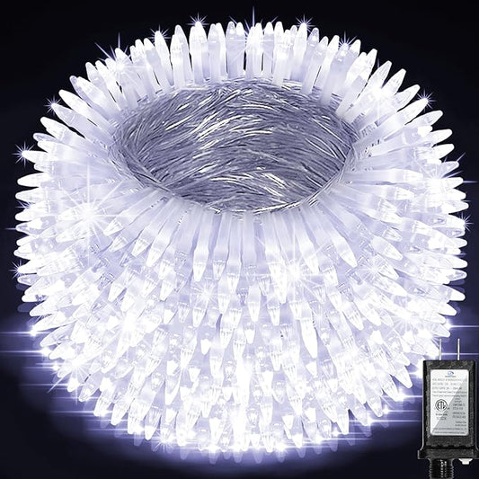 300LED Chrstmas Lights, 75ft Indoor Outdoor Christmas String Lights with 12 Modes, Cool White ChristmasTree Lights with Timer Dimmable Connectable for Fence Garden Wedding Party Decor Cool White