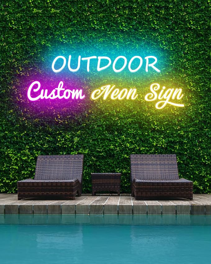 DUNACO Large Custom Outdoor Neon Sign, Personalized Neon Signs Waterproof for Backyard, Outdoor Neon Signs Customizable Dimmable LED Light for Wedding Patio Pool Oasis Party Business