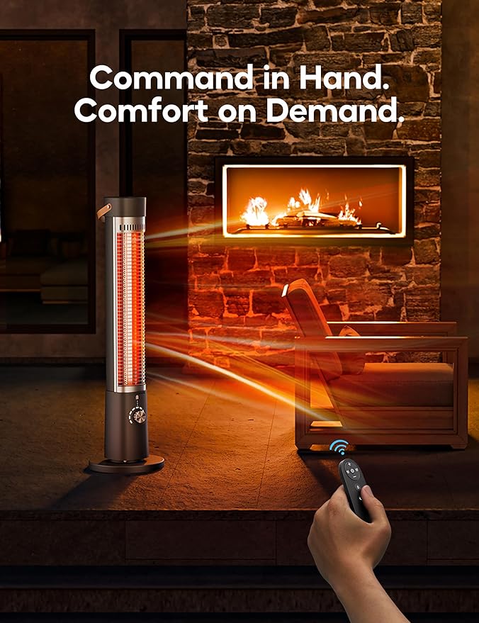 Patio Heater for Outdoor Use, Infrared Electric Outdoor Heater, 1500W Instant Heating, 60-Degree Oscillation, 9 Heat Levels, 9H Timer, Remote, for Garage, Backyard, Large Room, Indoor, 32.2¡±, Jet