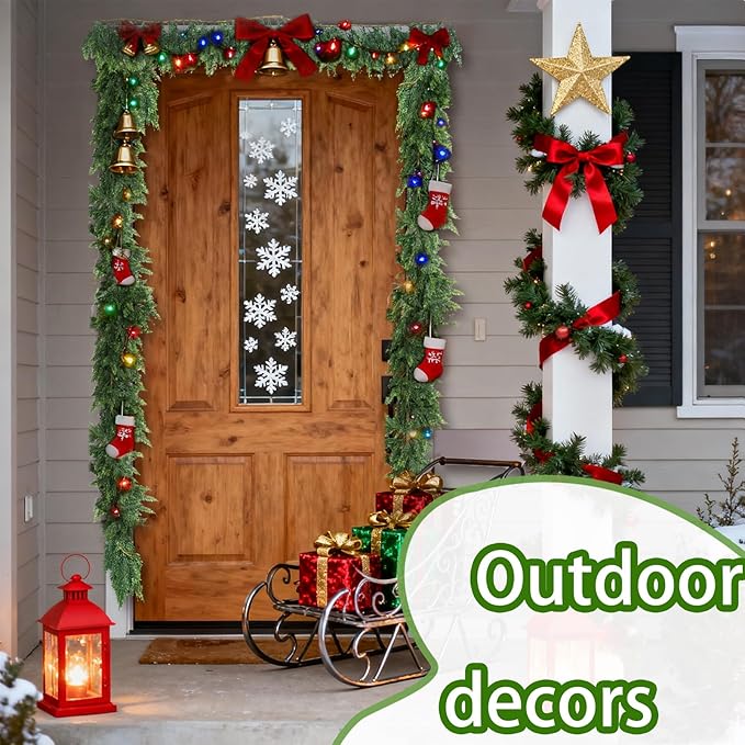 Grever 6 Feet Christmas Artificial Cedar Garland Real Touch Fake Evergreen Greenery Garland for Indoor and Outdoor Fireplace, Mantle, Door, Windows, Table, Stairs, Wall, Wedding and Holiday Decor