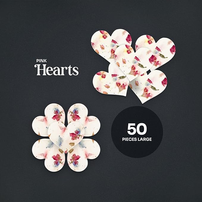 Heart Seed Paper – 50pcs Large Pink Plantable Wildflower, Writable & Plantable Gift for Moms, Plant Lover, & Teachers, Ideal for Weddings, Baby Shower, Memorial, & Celebrations