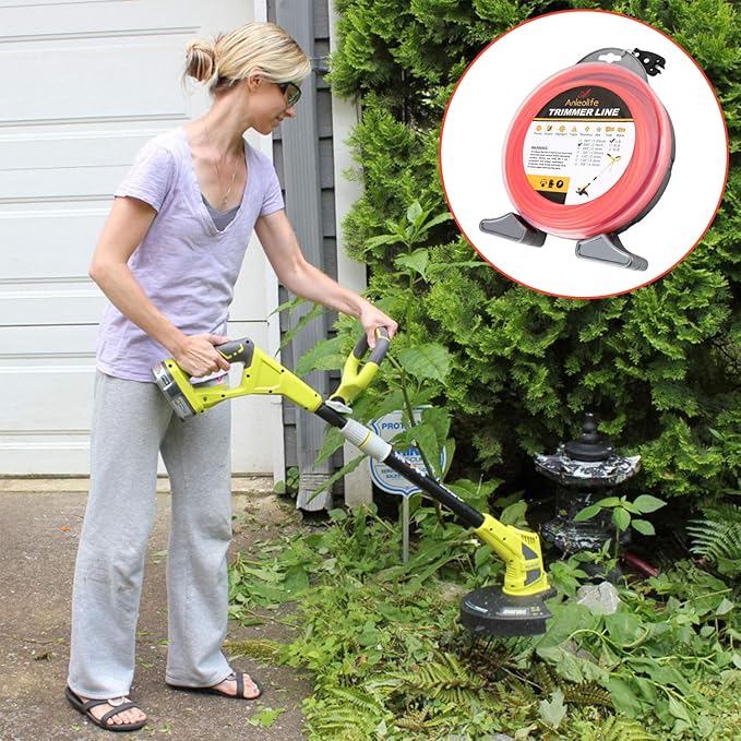 A ANLEOLIFE 1-Pound Commercial Square .080-Inch-by-557-ft String Trimmer Line Donut,with Built-in Line Cutter, Orange
