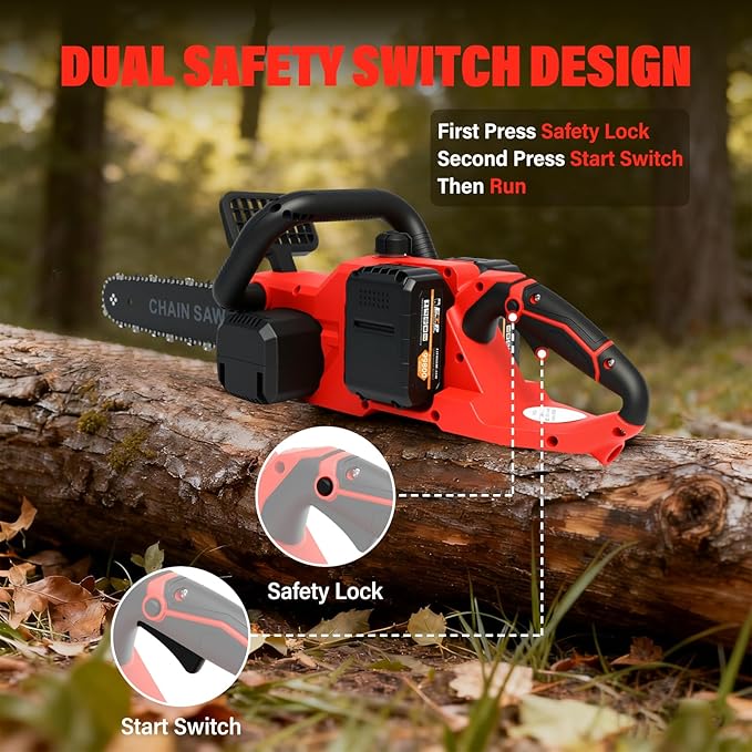 ALSO GO 16" Brushless Battery Chainsaw, 42V Coredless Chain saw with 2x3.0Ah Batteries, Electric Power Chainsaw includes 3 Chains and 2 Chargers for Wood/Tree Cutting and Pruning