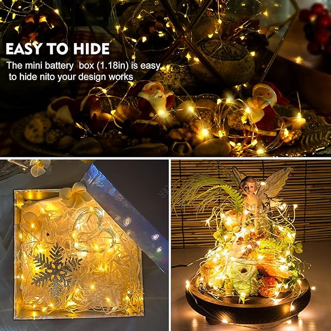 AIKEI 48 Pack LED Fairy Lights Battery Operated, String Lights Waterproof 7 Feet 20 Led Firefly Starry Lamps for Wedding Party Bedroom Garden Christmas Decoration (Warm White, 48 Pack)