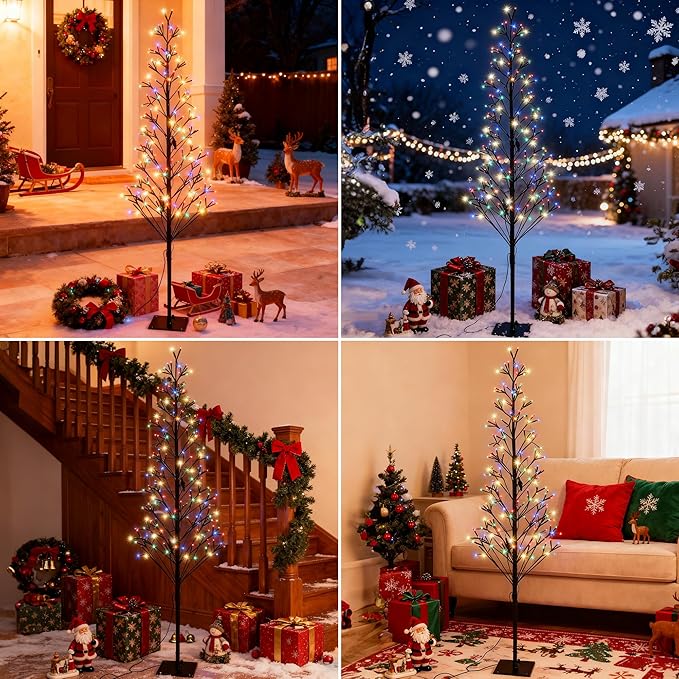 Lomotech Chritsmas Tree Lights - 216 LEDs 5Ft Artificial Christmas Tree with Timer, Includes 27 LEDs Twinkle Lights for Holiday, Wedding, Party, Christmas Decorations (Multicolor)