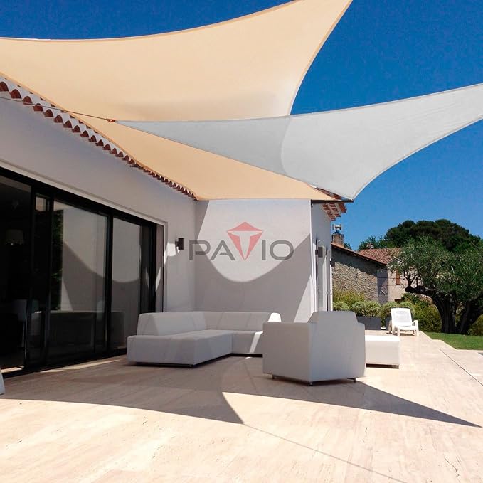 Patio Paradise 6' x 6' x 5'10" Sun Shade Sail Triangle Canopy, Permeable Shade Cloth Fabric Sunlight Block Patio Cover HDPE Deck Awning for Outdoor Backyard Pergolas Roof Shading, Light Gray