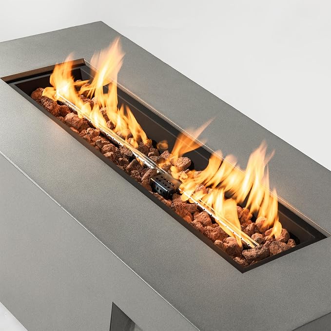 Outdoor Fire Pit Table Propane Gas Fire pits Outdoor Fireplaces 42¡È Rectangular Firepit Table, 50,000 BTU Fire Table for Patio Set, Grey.