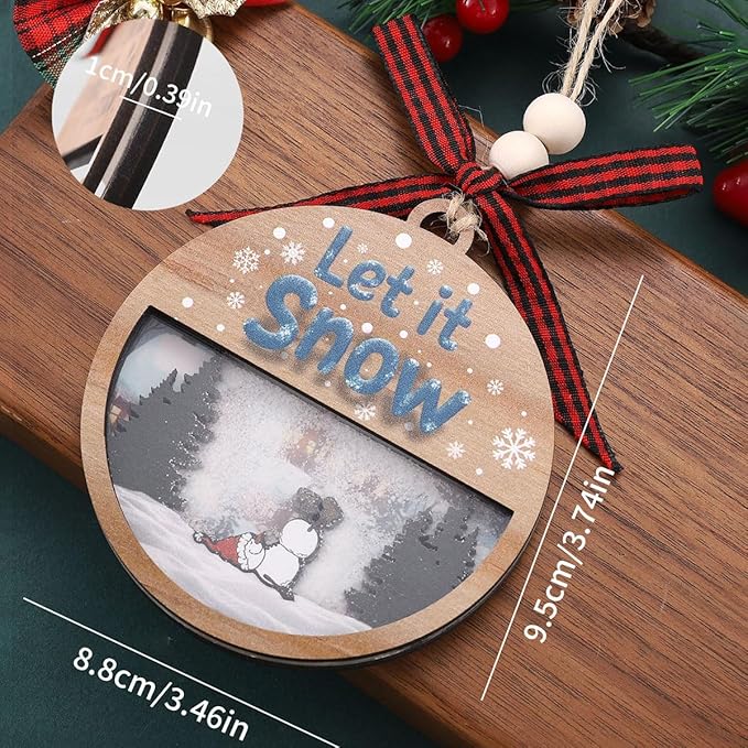 Tesuivra Christmas Tree Decorations Personality - Funny Brown Hanging Ornaments Set - Wooden Bear Santa Snowmen Home Indoor Decor - Uncommon Red and White Themed Xmas Ornaments for Holiday Decorating