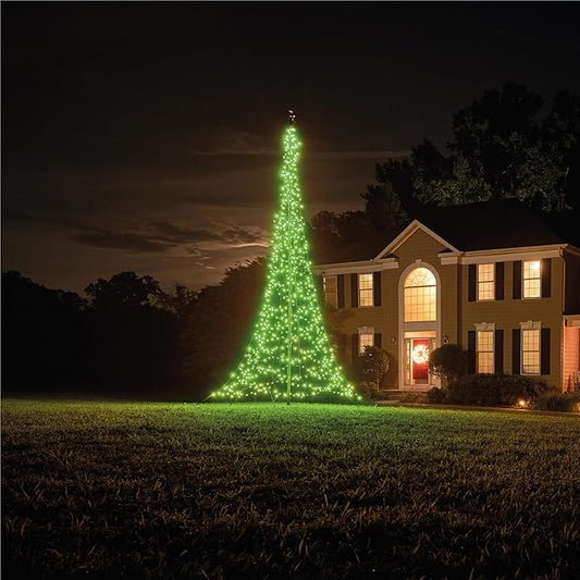 Fairybell - Flagpole LED Christmas Tree - Outdoor Christmas Decorations - Smart Magic - 864 LED Tree - 13ft - Suitable for Existing Flagpoles - Outdoor Lighting