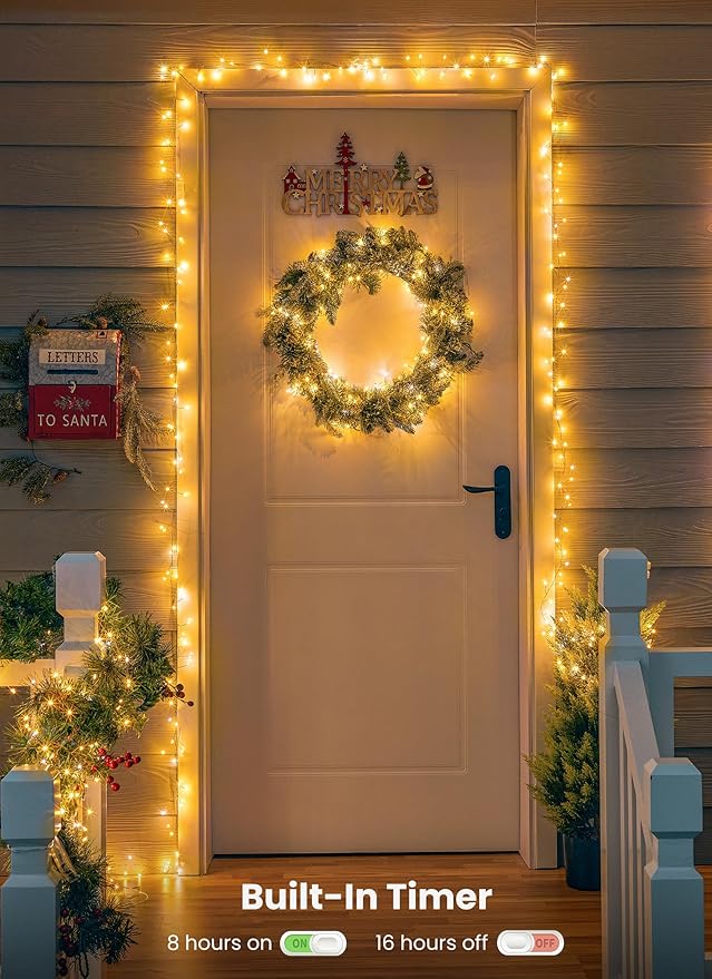 4 Pack 120 LED Fairy Lights Battery Operated, 10Ft Twinkle Lights with Timer, Waterproof Silver Wire Starry Firefly Light for DIY Wreath Weeding Indoor Outdoor Christmas Decorations