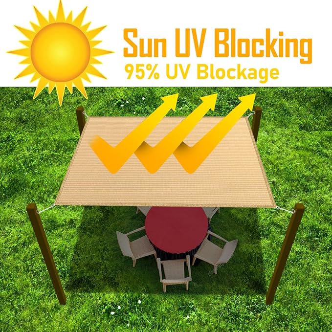 2' x 21' Beige Sun Shade Sail Straight Edge Canopy Awning Pergola Cover, for Outdoor Patio Lawn Garden Backyard Carport