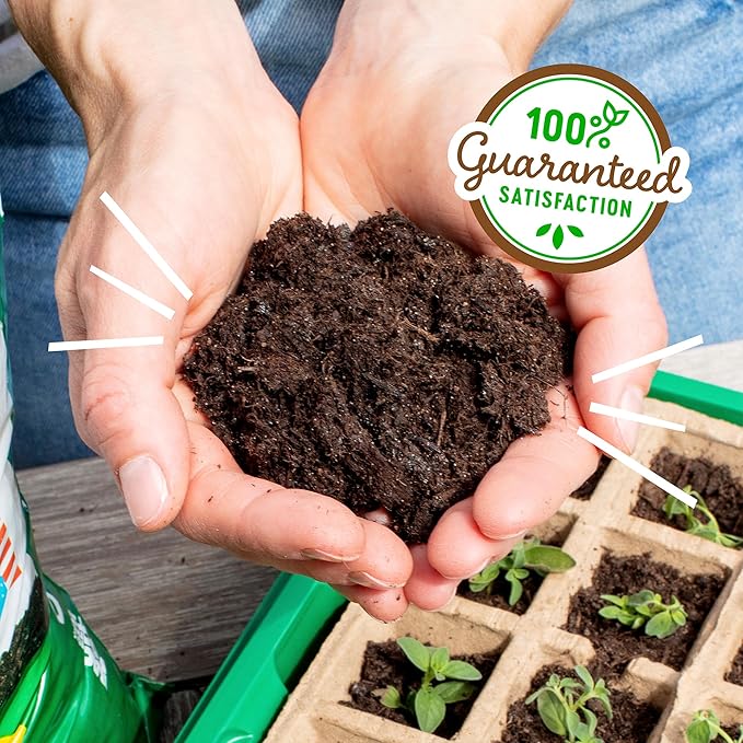 Back to the Roots 3-in-1 Seed Starting Mix 6 Quarts, 100% Organic & USA Made for Herbs, Veggies, Flowers, w/Nutrient Rich Plant Food, Worm-Castings, & Moisture Controlling Yucca Brown