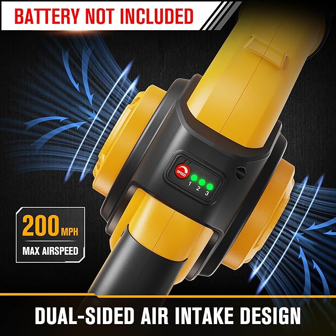 Cordless Leaf Blower Compatible with Dewalt 20V Max Battery (Tool Only), Up to 200MPH Small Electric Leaf Blower, 3 Speeds Mode, Battery Powered Mini Leaf Blowers for Patio