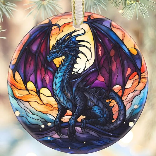 Christmas Ornaments, 3.5 Inch Ceramic Dragon Hanging Ornament, Christmas Tree Ornaments, Gifts for Son, Xmas Gifts, Unique Gift Idea, Perfect for Holiday Party, Tree, Window, Wall Decor