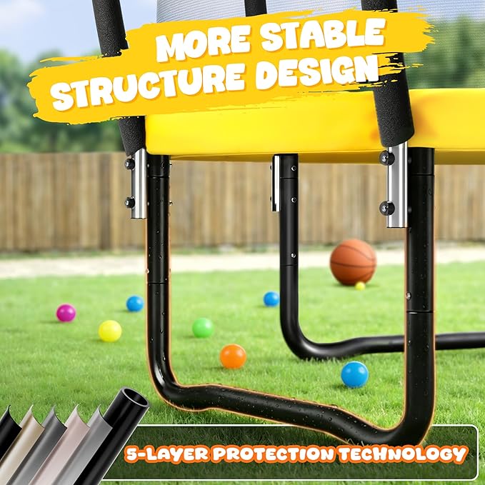 Trampoline 8FT 10FT 12FT 14FT 15FT 16FT, Recreational Trampolines with Enclosure Net and Ladder, Outdoor Anti-Rust Trampolines for Kids and Adults, ASTM Approved