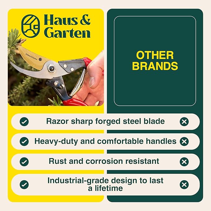 Haus & Garten ForgedPRO 8.75 Heavy Duty Professional Titanium Bypass Pruning Shears - Use As Pruners, Garden Shears, Handheld Pruning Shears For Gardening, Clippers, Garden Scissors, Pruner Tool