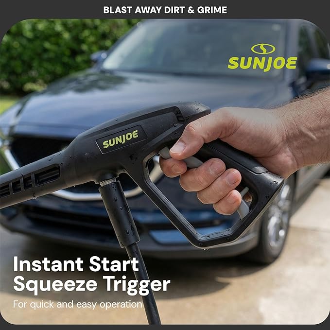 Sun Joe Electric Pressure Washer with Powerful Motor for Cars/Fences/Patios/All Uses, Safety First GFCI Power Cord, Adjustable Spray Wand & Total Stop System, 20-Foot Hose, Black, SPX205E-XT