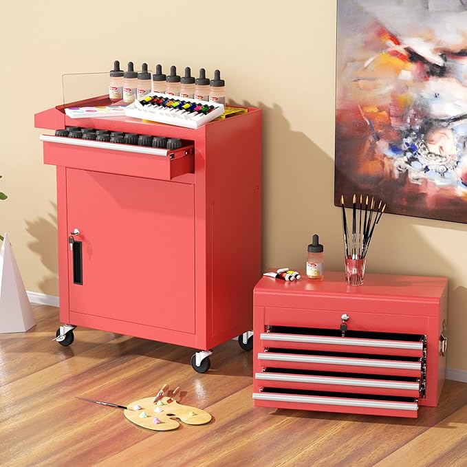 INTERGREAT Tool Chest, 5 Drawers Rolling Tool Chest with Detachable Top Tool Box, Tool Chests with Universal Lockable Wheels, Metal Tool Cart for Garage, Workshop, Barbershop