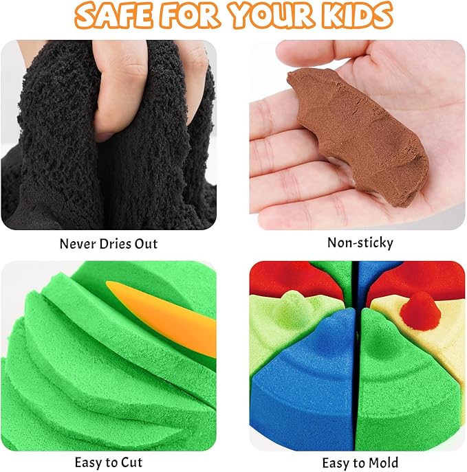 NiToy FlexiSand 11 lbs Moldable Self-Sticking Sand, Never Dries Out Fun for 3 Years and Up Kids Bulk Refill for Sensory Sand Box Toys, Ideal for Shaping, Squeezing Rolling (5kg, Neutral Shades)