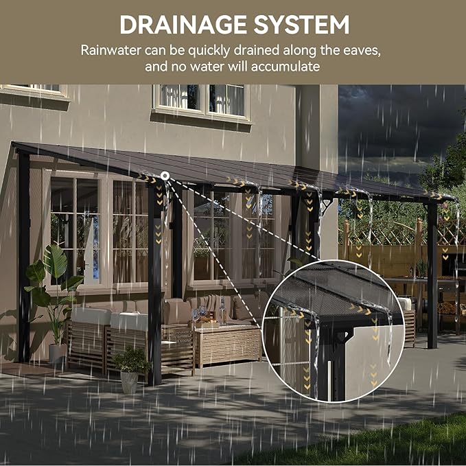 Aoxun 16' x 10' Gazebo for Patio, Gazebo Pergola with Sloped Roof, Large Wall-Mounted Heavy Duty Awnings, for Backyard, Deck, Patio