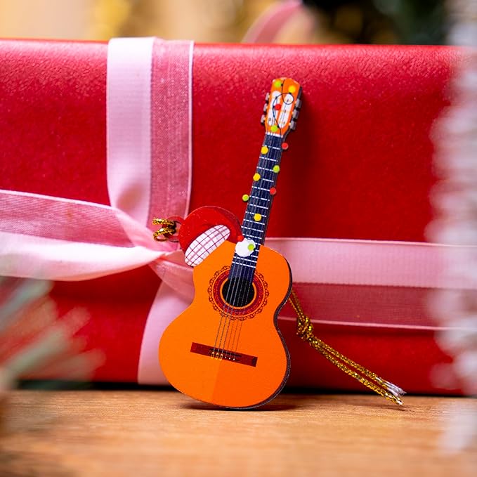 Guitar Ornament – Christmas Tree Ornament for Guitar Players, Wooden Guitar Christmas Ornament Gift for Men, Gifts for Guitar Lovers