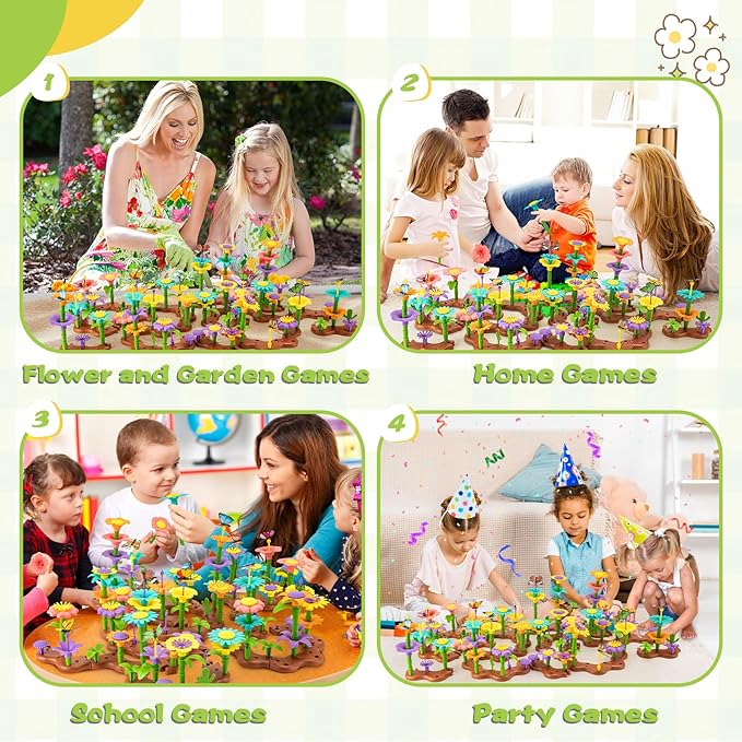 Flower Garden Building Toys for Girls: 272 PCS Kids Gardening Kit Set Gifts for 3 4 5 6 7 Year Old Toddler