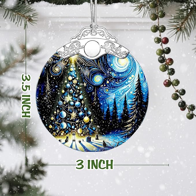 Starry Night Christmas Ornaments – Christmas Tree Decoration, Holiday Decor, Xmas Stocking Stuffers, Gift Idea, Gifts for Art Lover, Coworker, Friend, and Family - Xmas Tree