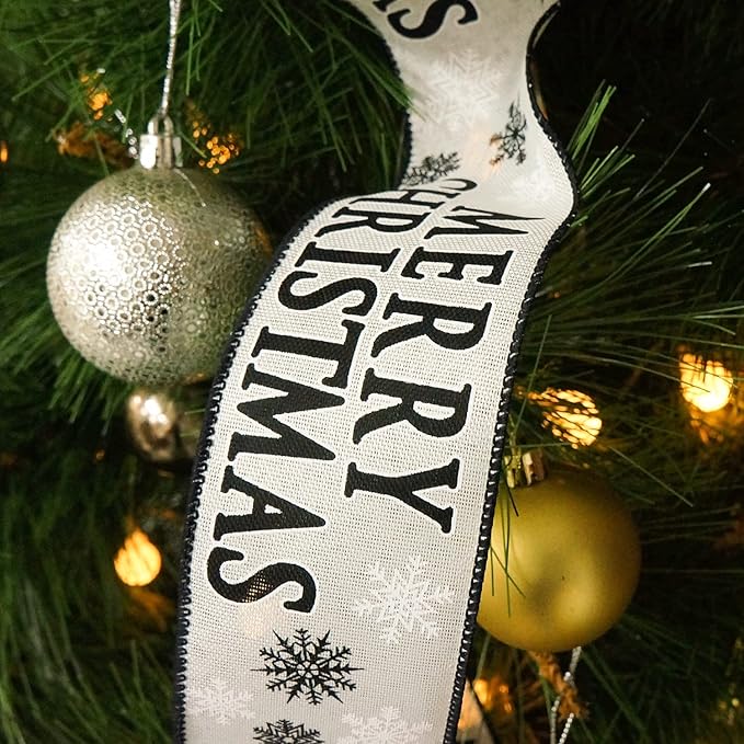 CT CRAFT LLC Silver with Black Christmas Christmas Tree Topper Bow 11" with 4 Ribbon Streamers x 3 Yards Long Each for Holidy Elegant Fancy Home Décor Indoor