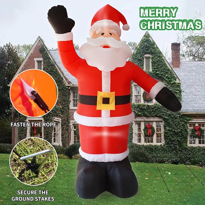 DearSun 12FT H Christmas Inflatable Santa Claus Blow up Christmas Santa Outdoor Decorations Outer Decor Large Party Yard Decoration
