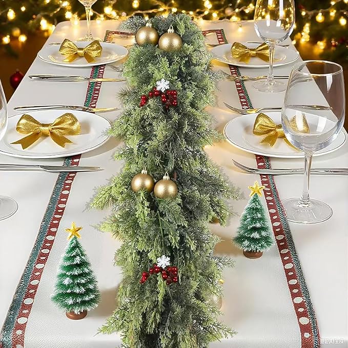 AONEGOLD 1Pcs 6FT Christmas Garland, Artificial Norfolk Pine Garland with Hanger for Door Frame, Fireplace Mantel Home Decor, Realistic Green Cedar Pine Needle Holiday Decor for Christmas Party
