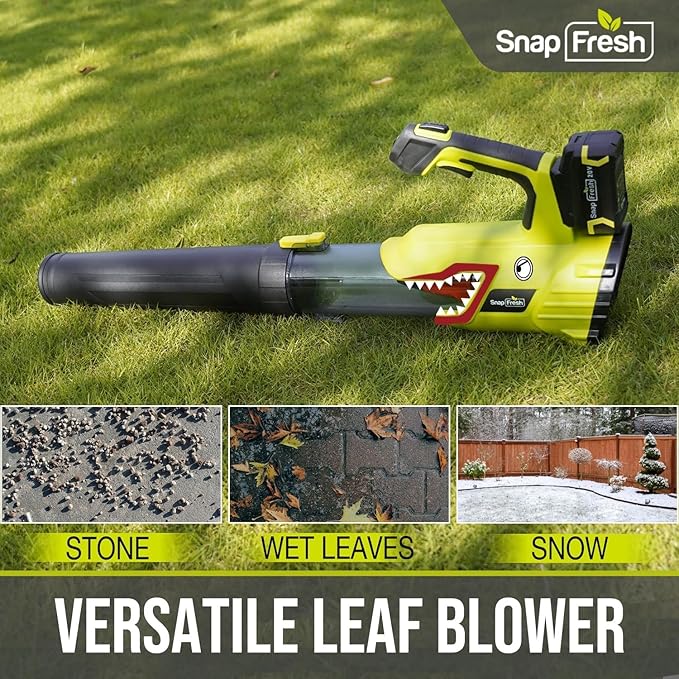 SnapFresh 20V Brushless Cordless Leaf Blower, 550 CFM/120 MPH, 2 x 4.0Ah Battery& Fast Charger, 7-Speed w/Turbo Mode, Lightweight Electric Handheld Blowers for Lawn Care, Snow, Patio, Yard& Sidewalk