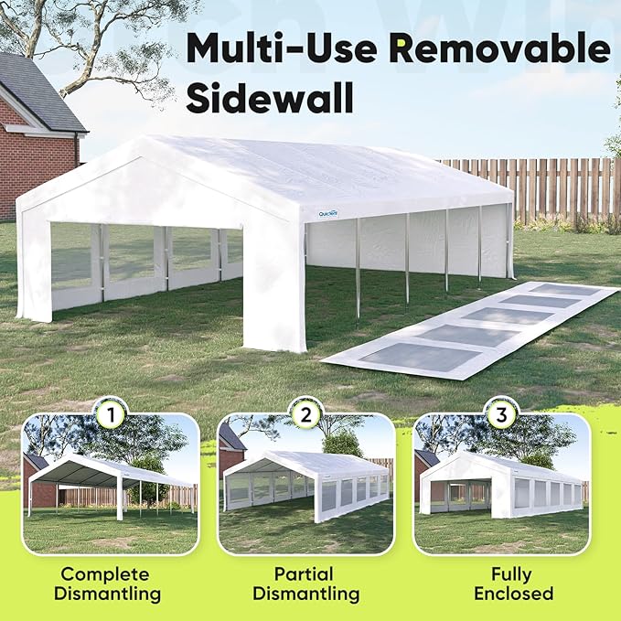 Quictent 20x30 Party Tent Heavy Duty Outdoor Canopy Tent Carport Wedding Event Shelter BBQ Wedding Tents for Parties with Storage Bags