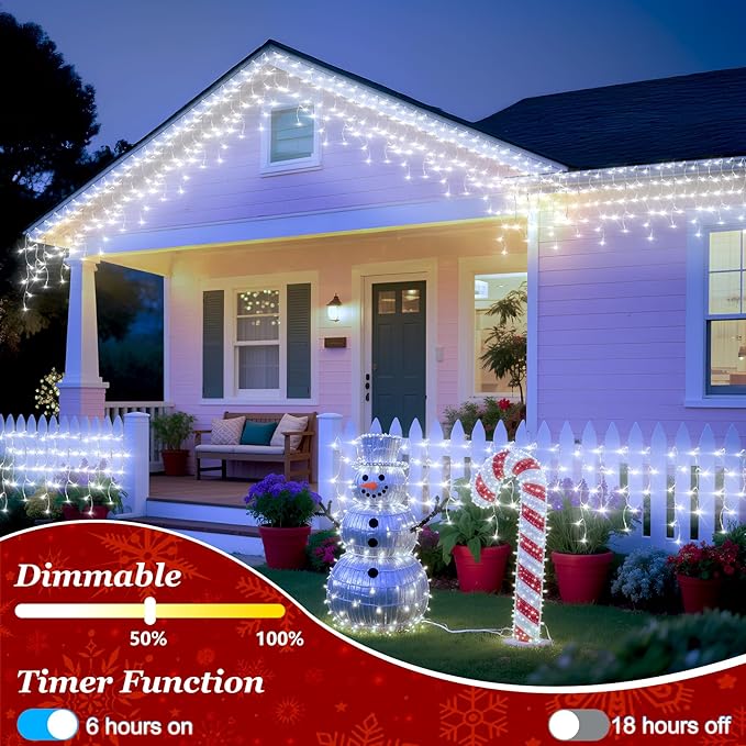 1620 LED 164ft Outdoor Christmas Lights, 12 Modes Dimmable Curtain String Lights with 360 Drops, Waterproof Twinkle Fairy Lights with Timer for Bedroom Window Holiday Wedding Xmas Decor, Cool White