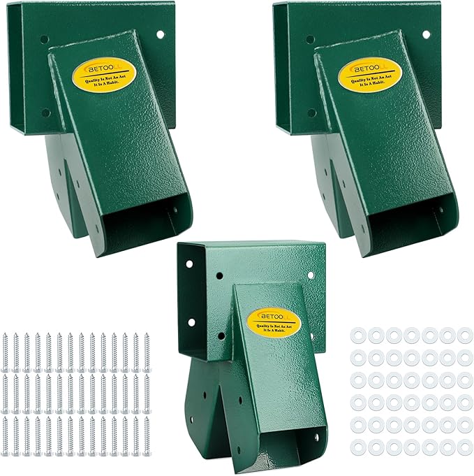 BETOOLL Swing Sets Brackets - 2 A-Frame Swing Set Brackets and 1 Middle Swing Bracket with All Mounting Heavy Duty Hardware Included - Swing Set Kit for Porch, Yard, Playground - Green