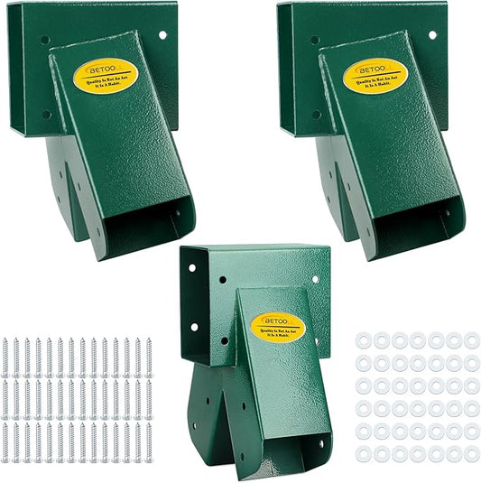 BETOOLL Swing Sets Brackets - 2 A-Frame Swing Set Brackets and 1 Middle Swing Bracket with All Mounting Heavy Duty Hardware Included - Swing Set Kit for Porch, Yard, Playground - Green