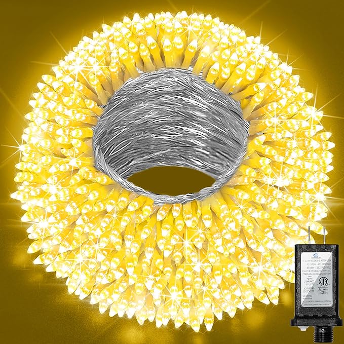 240ft Outdoor Christmas Lights, 750 LED Super Long String Lights 12 Modes & Timer Memory, Dimmable Outsite Waterproof Light Strings for Xmas Tree Garden Wedding Party Holiday Decorations Warm White