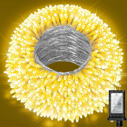 470ft Outdoor Christmas Lights, 1500 LED Super Long String Lights 12 Modes & Timer Memory, Dimmable Outsite Waterproof Light Strings for Xmas Tree Garden Wedding Party Holiday Decorations Warm White