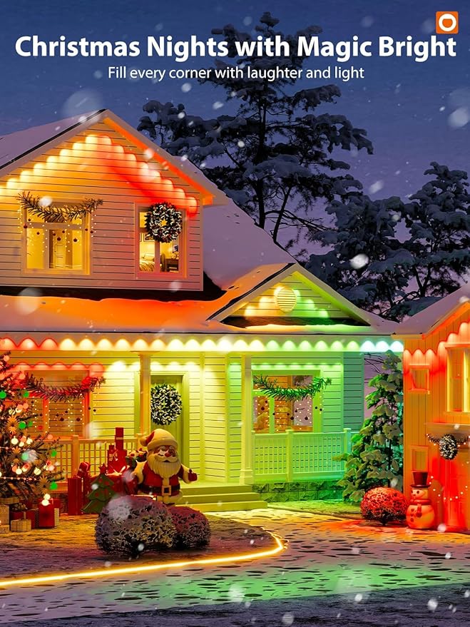 addlon Permanent Outdoor Lights, RGB+IC Color-Changing LED House Lighting with App & Remote, Christmas Light Effects, IP67 Weatherproof Outdoor Lights for Holidays & Christmas Decorations, 200FT